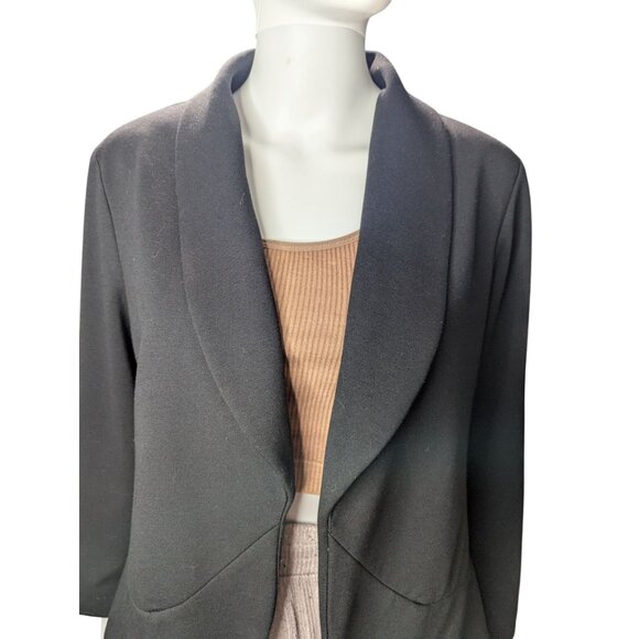 Black Open-Front Blazer Womens Sz 1/M Ponte Knit Office Casual Business Academia - Picture 2 of 9